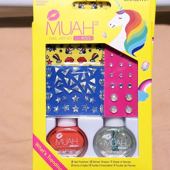 NWT MUAH What's Trending Nail Art Kit by Kiss RAINBOW UNICORN Set! - Picture 12 of 16